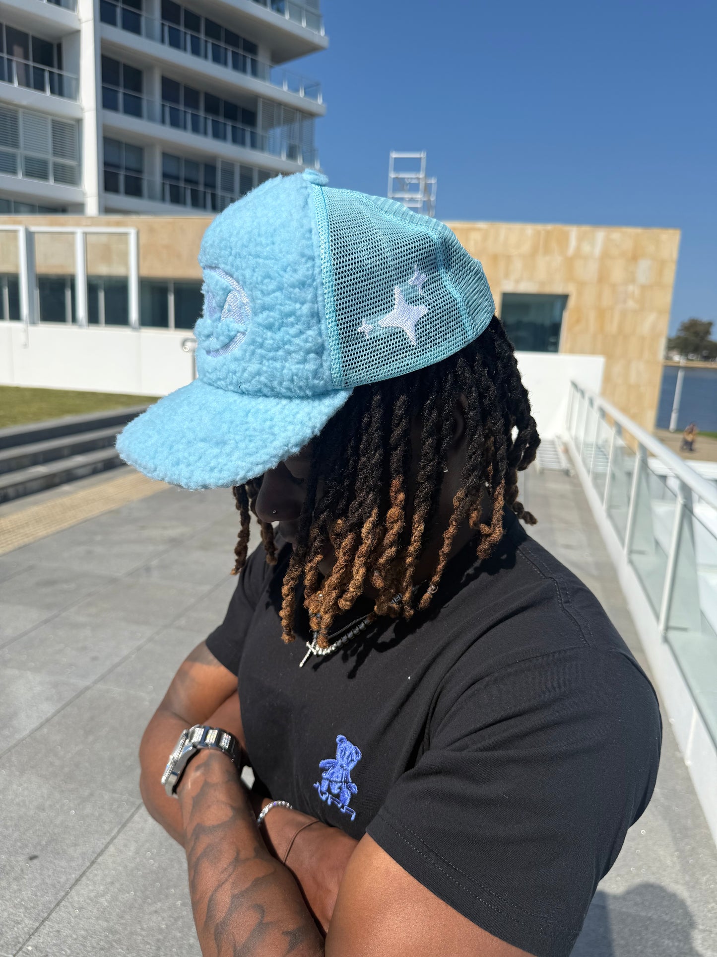 IOPA Blue Sherpa Mesh Trucker Hat